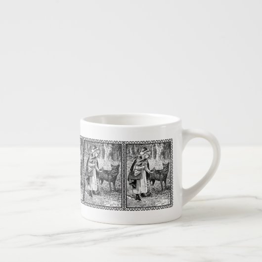 Schwarz-weißer Reitplatz mit Wolfswald Gerahmt Espressotasse (Rechts)