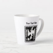 Schwarz-weißer Reitsport Hood im Wald Wolf Gerahmt Milchtasse (Rechte Ecke)