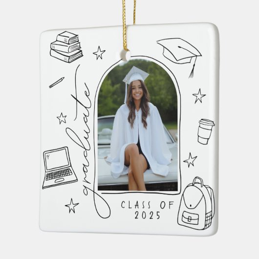 Schwarz-weißer Retro Hand Dragezeichneter Foto Abs Keramikornament (Links)