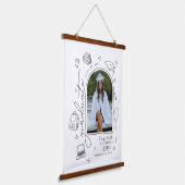 Schwarz-weißer Retro Hand Dragezeichneter Foto Abs Wandteppich Mit Holzrahmen (Gewinkelt)