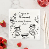 Schwarz-weißer Retro Handziehen Funky Cocktail Geb Serviette (Beispiel)