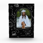 Schwarz-weißer Retro-Scribble-Abschluss-Foto Fotoblock (Vorderseite)