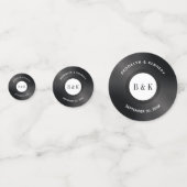 Schwarz-weißer Rock'n'Roll Monogram Name Vinyl Rec Konfetti (Vorderseiten)