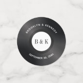 Schwarz-weißer Rock'n'Roll Monogram Name Vinyl Rec Konfetti (Klein Vorderseite)