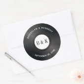Schwarz-weißer Rock'n'Roll Monogram Name Vinyl Rec Runder Aufkleber (Umschlag)