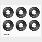 Schwarz-weißer Rock'n'Roll Monogram Name Vinyl Rec Runder Aufkleber (Blatt)