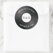 Schwarz-weißer Rock'n'Roll Monogram Name Vinyl Rec Runder Aufkleber (Tasche)
