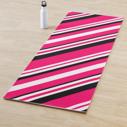 Schwarz-weißer rosa Diagonalstreifen Yogamatte (Beispiel)
