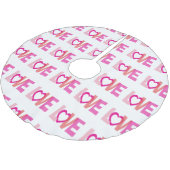 Schwarz-weißer Rosa Liebe Polyester Weihnachtsbaumdecke (Schrägansicht)