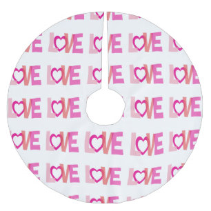Schwarz-weißer Rosa Liebe Polyester Weihnachtsbaumdecke