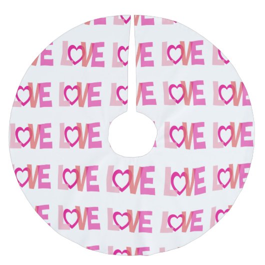 Schwarz-weißer Rosa Liebe Polyester Weihnachtsbaumdecke (Vorderseite)