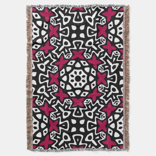 Schwarz-weißer rosa Pop gesponnene Throw-Decke Decke (Vorderseite Vertikal)
