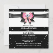 Schwarz-weißer Rosa Streifen Glitzer Bugfunkel Einladung (Vorderseite)