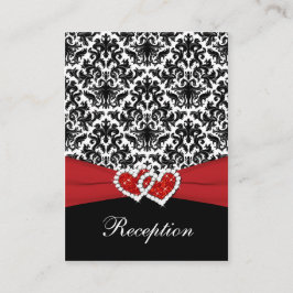 Schwarz-weißer roter Damast, Herzverschlusskarte Begleitkarte