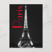 Schwarz-weißer Roter Eiffelturm in Paris Postkarte (Vorderseite)