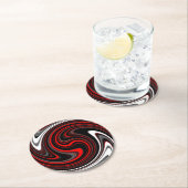 Schwarz-weißer Roter Farbring Runder Pappuntersetzer (Vor Ort)