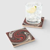 Schwarz-weißer Roter Farbring Steinuntersetzer (Seitenansicht)