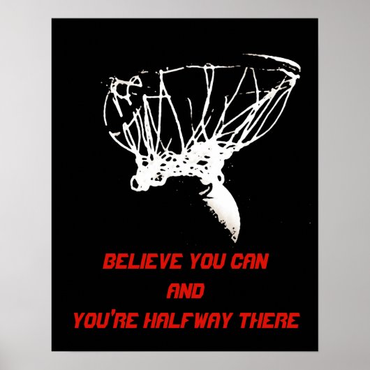 Schwarz-weißer Roter Pop Art Basketball Poster (Vorne)