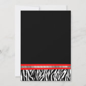Schwarz-weißer Roter Zebra Abschluss Einladung (Rückseite)