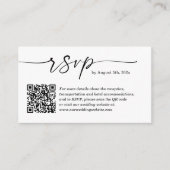 Schwarz-weißer RSVP Online-Website QR-Code für Hoc Begleitkarte (Vorderseite)