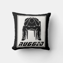 Schwarz-weißer Rugged Man Holding Head | Denkende Kissen