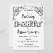 Schwarz-weißer Rustikaler Wohn- und Blumengeburt Einladung (Vorderseite)