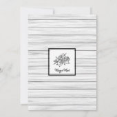 Schwarz-weißer Rustikaler Wohn- und Blumengeburt Einladung (Rückseite)