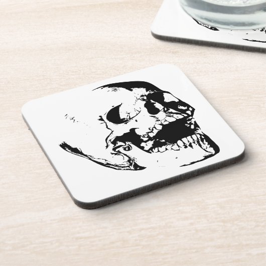 Schwarz-weißer Schädel Getränkeuntersetzer (Linke Seite)