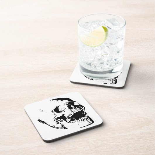 Schwarz-weißer Schädel Getränkeuntersetzer (Rechte Seite)