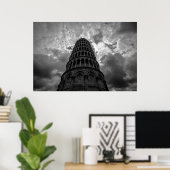 Schwarz-weißer Schießturm von Pisa European Travel Poster (Heimbüro)