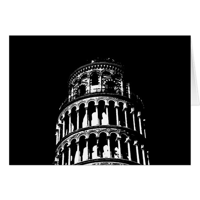 Schwarz-weißer Schießturm von Pisa Italien (Vorderseite (Horizontal))