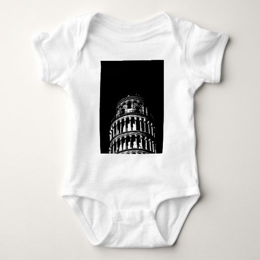 Schwarz-weißer Schießturm von Pisa Italien Baby Strampler (Vorderseite)
