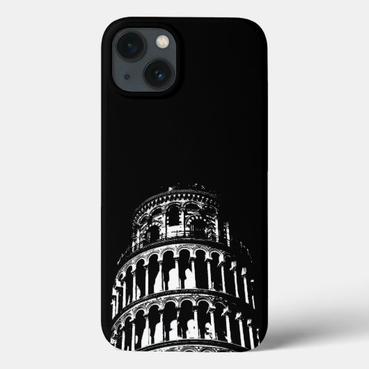 Schwarz-weißer Schießturm von Pisa Italien Case-Mate iPhone Hülle (Rückseite)