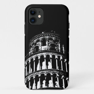 Schwarz-weißer Schießturm von Pisa Italien iPhone 11 Hülle