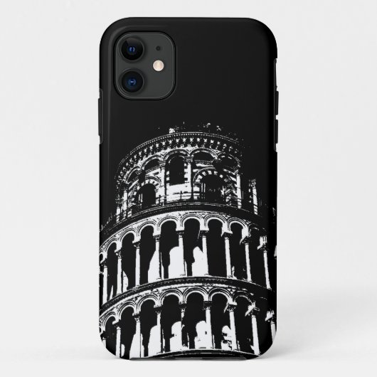 Schwarz-weißer Schießturm von Pisa Italien Case-Mate iPhone Hülle (Rückseite)