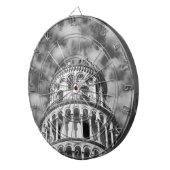 Schwarz-weißer Schießturm von Pisa Italien Dartscheibe (Vorderseite rechts)