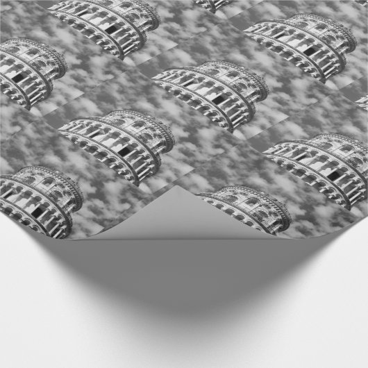 Schwarz-weißer Schießturm von Pisa Italien Geschenkpapier (Ecke)