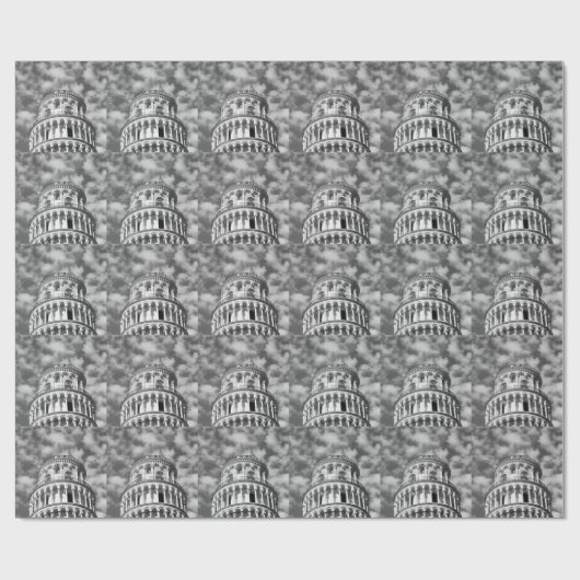 Schwarz-weißer Schießturm von Pisa Italien Geschenkpapier (Flach)