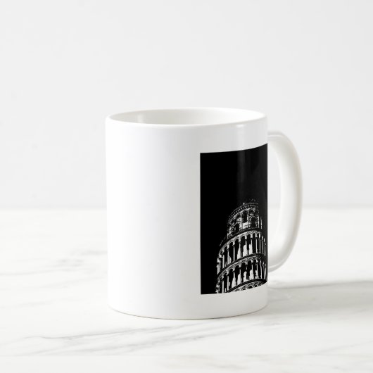 Schwarz-weißer Schießturm von Pisa Italien Kaffeetasse (VorderseiteRechts)