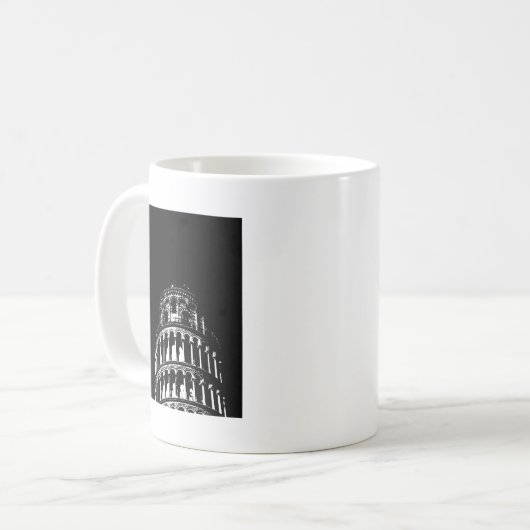 Schwarz-weißer Schießturm von Pisa Italien Kaffeetasse (Vorderseite Links)
