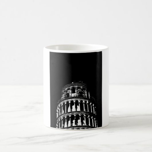 Schwarz-weißer Schießturm von Pisa Italien Kaffeetasse (Mittel)