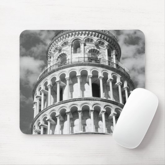 Schwarz-weißer Schießturm von Pisa Italien Mousepad (Mit Mouse)
