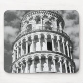 Schwarz-weißer Schießturm von Pisa Italien Mousepad (Vorne)