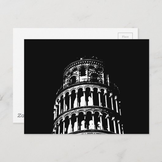 Schwarz-weißer Schießturm von Pisa Italien Postkarte (Vorne/Hinten)
