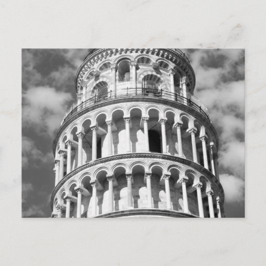 Schwarz-weißer Schießturm von Pisa Italien Postkarte (Vorderseite)