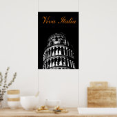 Schwarz-weißer Schießturm von Pisa Italien Reisen Poster (Küche)
