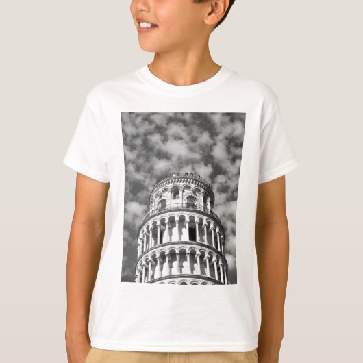 Schwarz-weißer Schießturm von Pisa Italien T-Shirt (Vorderseite)