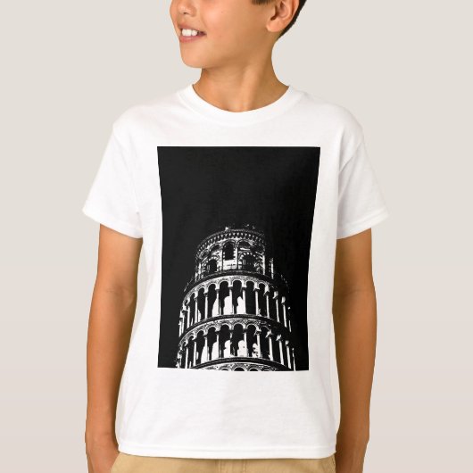 Schwarz-weißer Schießturm von Pisa Italien T-Shirt (Vorderseite)
