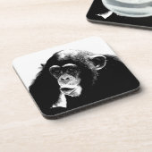 Schwarz-weißer Schimpanse Untersetzer (Linke Seite)