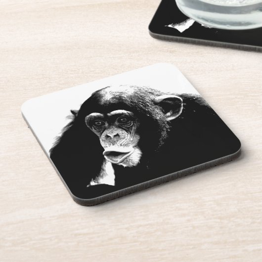 Schwarz-weißer Schimpanse Untersetzer (Linke Seite)